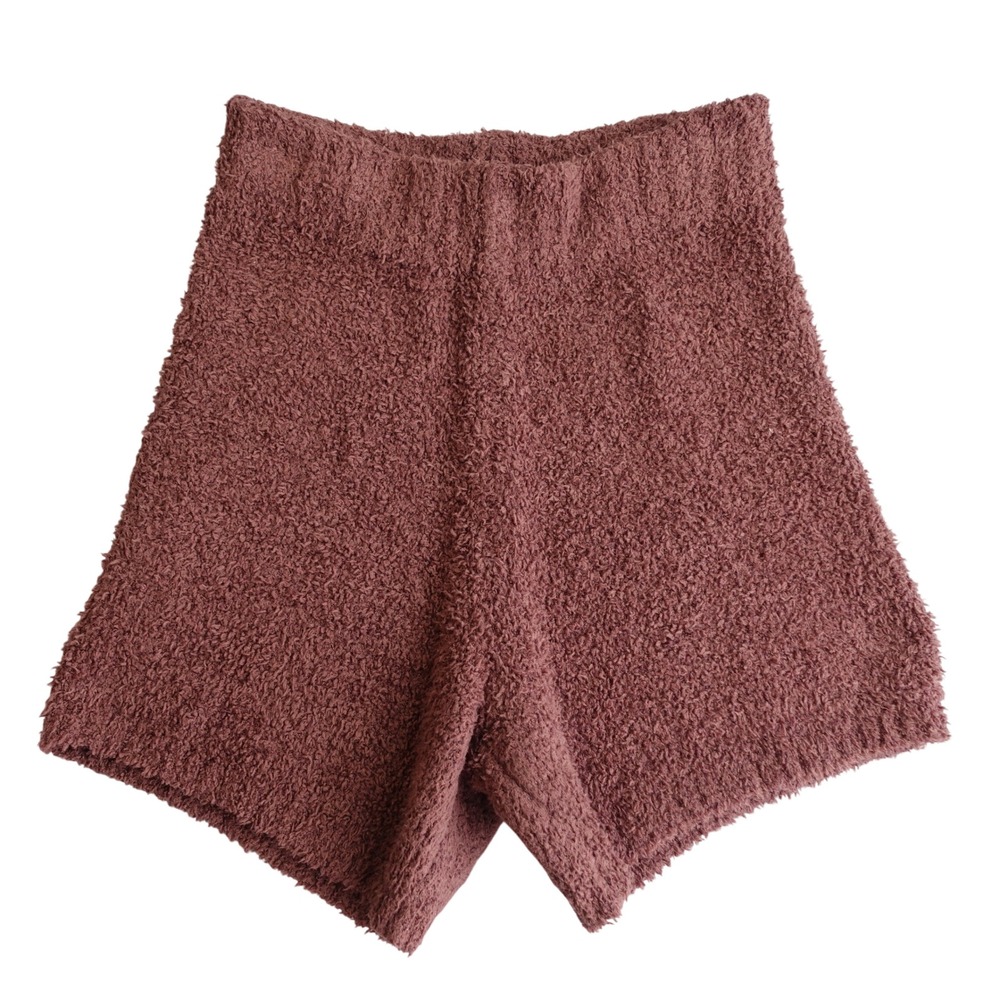 SKIMS Cozy Knit Short Womens L/XL Chocolate Brown Fuzzy Boucle High Waist Lounge